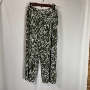 Susan Graver tropical botanical print lightweight wide leg cruise beach soliel L